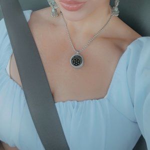 Light blue Peasant blouse with floral skirt M